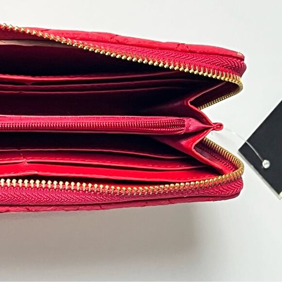 Mischka Madgley Red Zip Up Vegan Leather Wallet with Multiple Slots - Picture 6 of 15